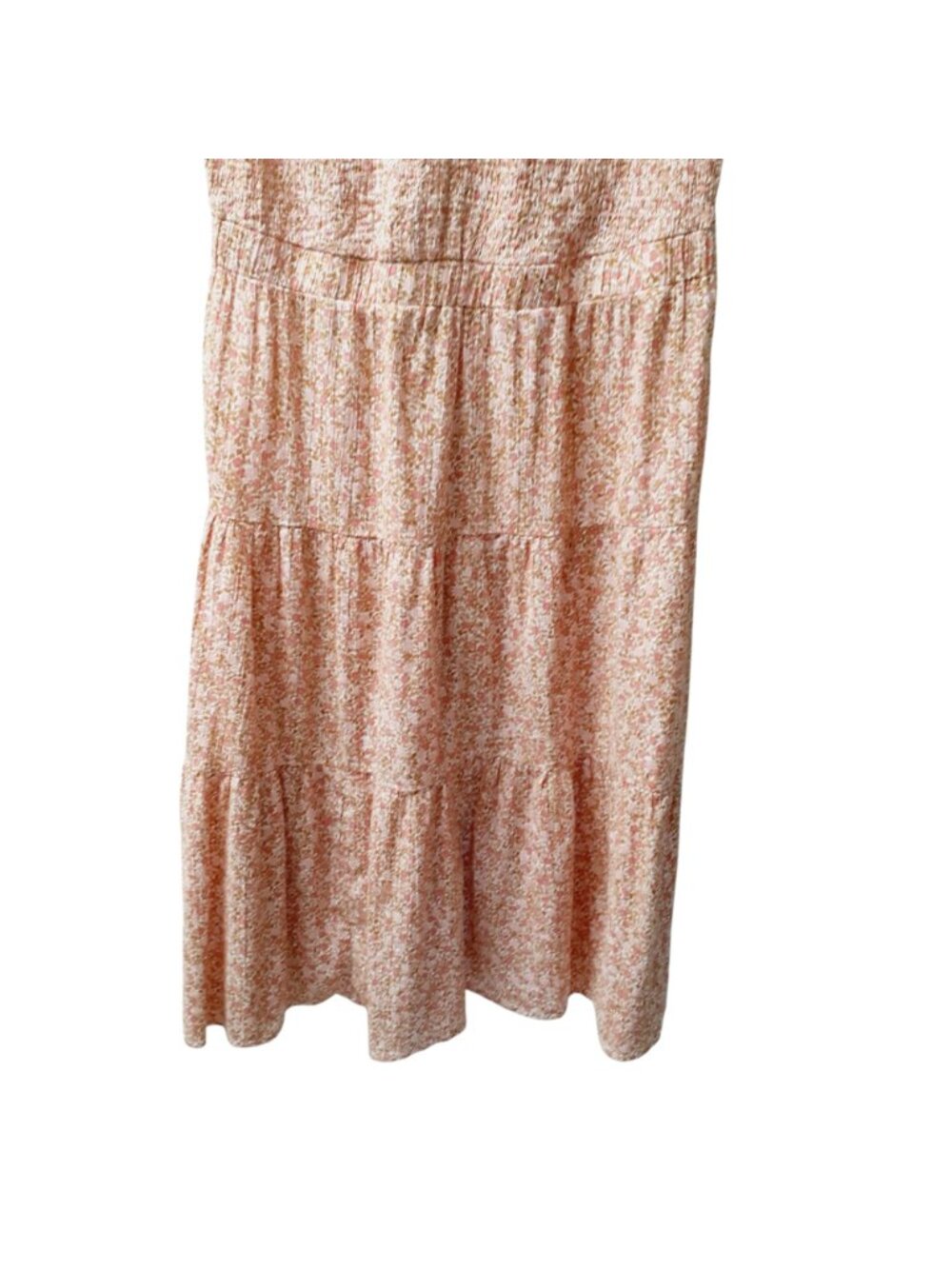Wonderley Womens Tiered Midi Dress Large Pink Floral Back-Tie Detail Sleeveless - Picture 5 of 6